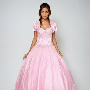 New Strapless Quinceanera Gown w/Sweetheart Neck & Rhinestones Embroidery JT 332